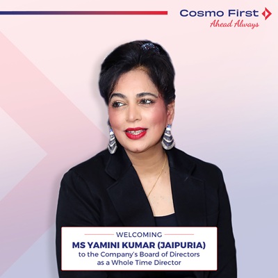 cosmo first appoints yamini kumar as whole time director