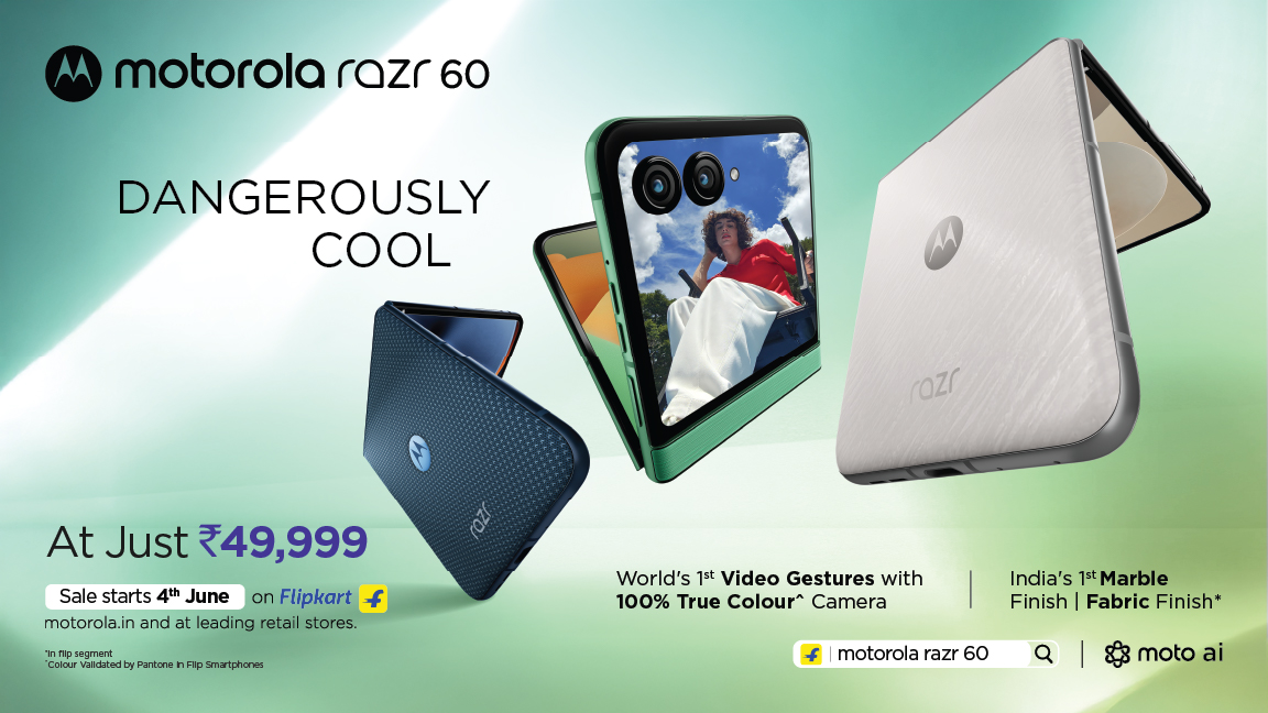 motorola launches razr 60 – the World’s First Flip Phone with Gesture Controlled Video recording and 100% True Colour Camera