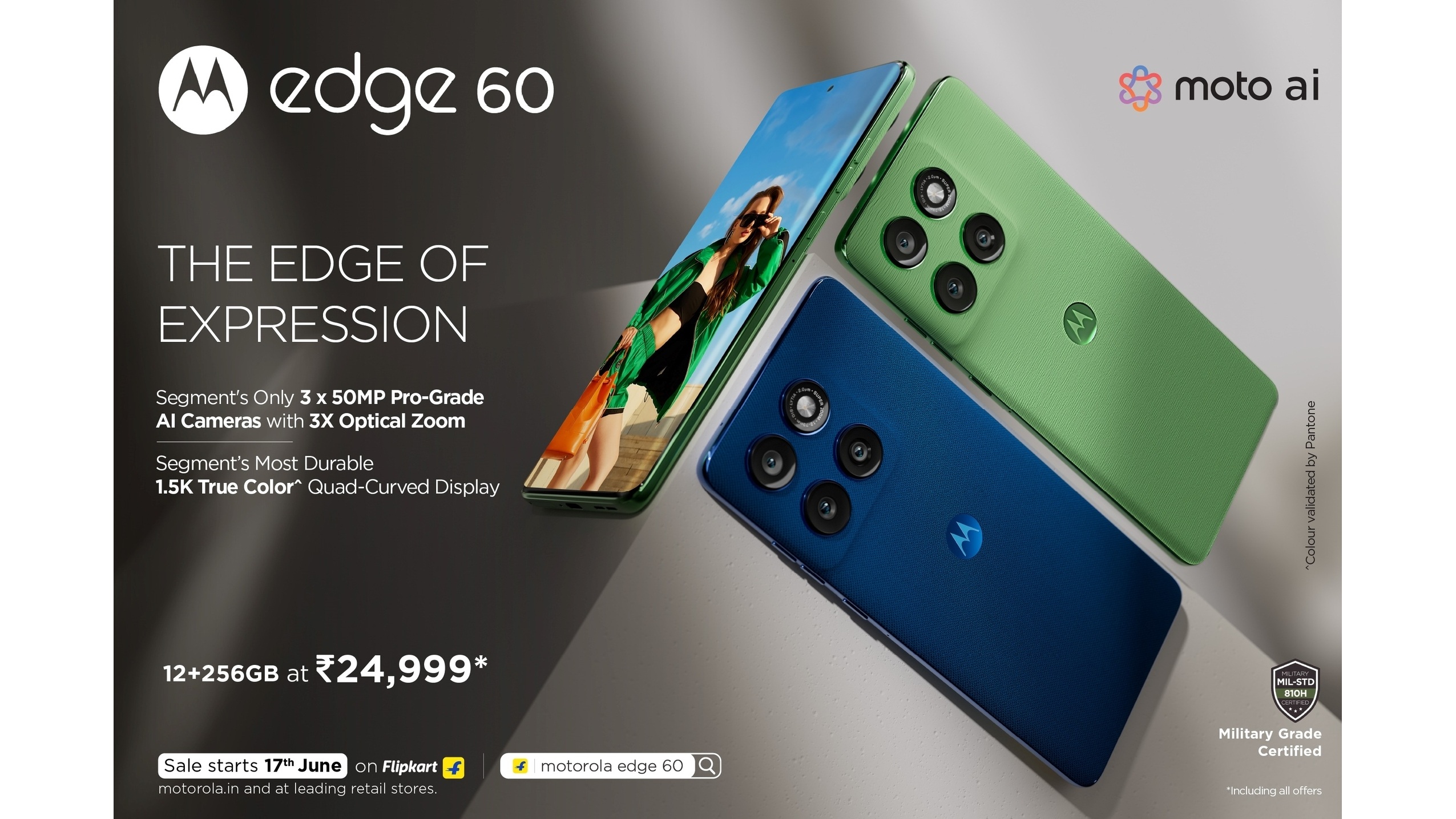 Motorola launches edge 60 with the Segment’s Only 3x50MP Pro-Grade AI Camera System 1 Motorola Edge 60 Launch KV